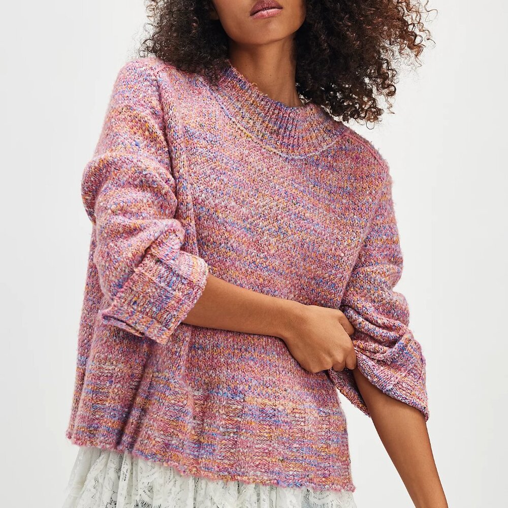 Free People Cotton Candy Pullover in Azalea Jewel Combo | Pink | NWOT